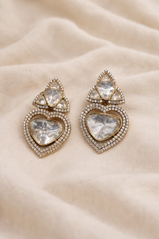 Royal Heart Sparkle ✨ | Statement Luxury Earrings