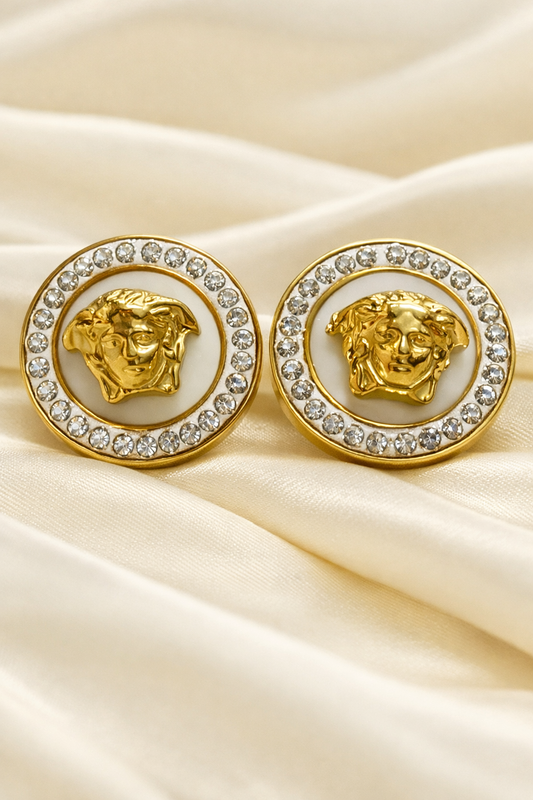Royal Gold Medusa Stud Earrings – Luxury in Every Detail